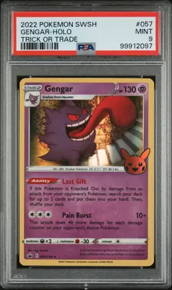 2021 POKEMON SWORD & SHIELD CHILLING REIGN TRICK OR TRADE 2022 GENGAR-HOLO PSA 9 - Image 1