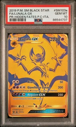 Pokemon PSA 10 Lunala GX #SM103a Full Art Promo Destino Sfuggente 2019 Italiano - Image 2