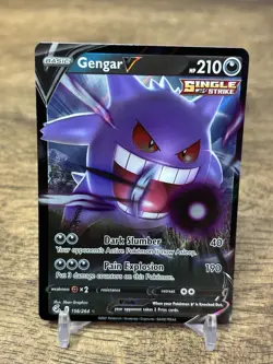 Pokemon TCG 2021 Fusion Strike Gengar V Card 156/264 NM Condition - Image 1
