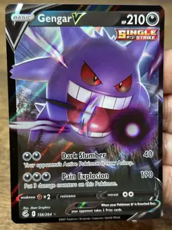 Pokemon TCG 2021 Fusion Strike Gengar V Card 156/264 NM Condition - Image 3