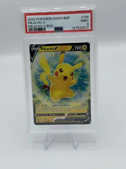 Pikachu V 2019-22 Pokemon Sword and Shield Black Star Promos #SWSH198 PSA 9 MT - Image 1