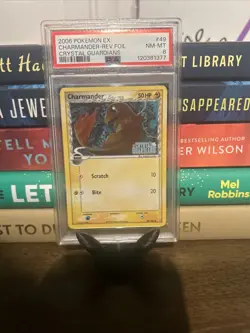 2006 Pokemon EX Charmander Reverse Foil Crystal Guardians PSA 8 - Image 1
