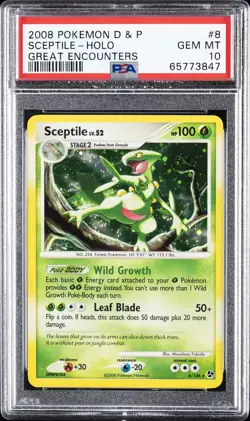 2008 POKEMON DIAMOND & PEARL GREAT ENCOUNTERS #8 SCEPTILE-HOLO PSA 10 - Image 1