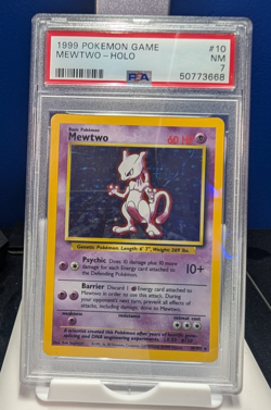 1999 Pokemon TCG Mewtwo Base Set Holo Unlimited Rare Card 10/102 PSA 7 - Image 1