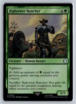 MTG Fallout Foil #73 Bighorner Rancher Uncommon Creature Human Ranger - Image 1