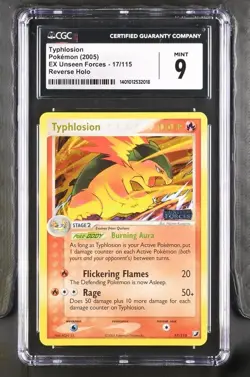 2005 Pokemon EX Unseen Forces: Typhlosion (Reverse Holo) #17/115 CGC 9 MINT - Image 1
