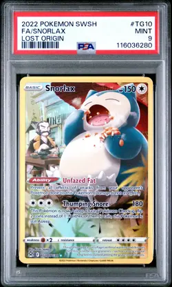 2022 POKEMON SWORD & SHIELD LOST ORIGIN #TG10 FULL ART/SNORLAX PSA 9 - Image 1