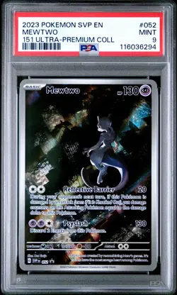 2023 POKEMON SVP EN-SV BLACK STAR PROMO 151 ULTRA-PREM COLL #052 MEWTWO PSA 9 - Image 1