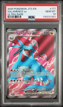 2025 POKEMON JTG EN-JOURNEY TOGETHER 177 SALAMENCE EX ULTRA RARE PSA GEM MINT 10 - Image 1