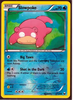 2012 POKEMON SLOWPOKE 23/108 DARK EXPLORERS - REVERSE HOLO- COMMON (SL3) - Image 1
