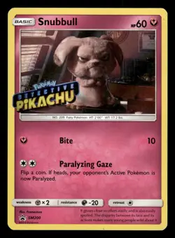 Snubbull SM200 Holo Detective Pikachu Stamp Black Star Promo Pokemon Card - Image 1