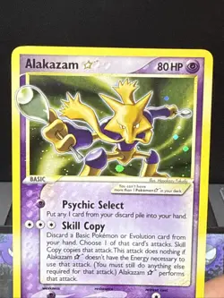 Pokemon Card Alakazam Gold Star 99/100 EX Crystal Guardians Holo Light Play - Image 2