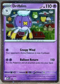 POKEMON MEGA EVOLUTION DRIFBLIM BLACK STAR PROMO HOLO MEP EN 006 NM+ QTY - Image 1