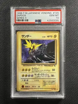 Pokemon Card PSA 10 Gem Mint Zapdos Vending Series 2 Japanese 1998 Non Holo #145 - Image 1