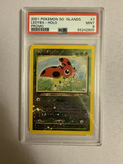 2001 Pokemon Ledyba Reverse Holo SWIRL Southern Islands Promo 7/18 - PSA 9 Mint! - Image 1