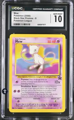 Mew 8 Wotc Black Star Promo Pokemon League Regular 2000 CGC 10 GEM MINT - Image 2