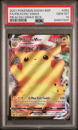 2021 Pokemon Sword Shield Pikachu VMAX Full Art PSA 10 SWSH062 Black Star Promo - Image 1