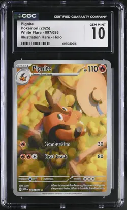 CGC 10 - Pignite 097/086 Illustration Rare - White Flare Pokemon Scarlet Violet - Image 1