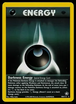 Pokemon Card - Darkness Energy Neo Genesis 1st Edition 104/111 Rare - Image 1