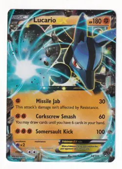 Lucario EX 54/111 Furious Fists Ultra Rare Holo Pokemon Card LP - Image 1
