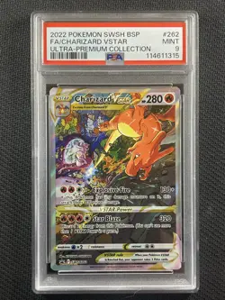 Pokemon Cards PSA 9 Mint Charizard Vstar UPC Full Art Black Star Promo Swsh #262 - Image 1