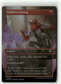 Faithless Looting Borderless FOIL - Commander Masters MTG NM - Image 1