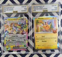 Pokemon Graded Slabs AGS Certified Pikachu & Galvantula 10 Gem Mint - Image 1