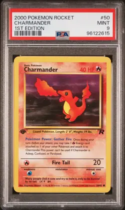 2000 POKEMON ROCKET 1ST EDITION #50 CHARMANDER PSA 9 - Image 1