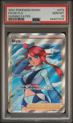 2021 POKEMON SWORD & SHIELD SHINING FATES #072 FULL ART/SKYLA PSA 10 - Image 1