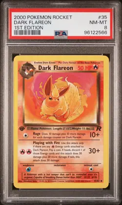 2000 POKEMON ROCKET 1ST EDITION #35 DARK FLAREON PSA 8 - Image 1