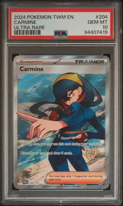 2024 POKEMON TWM EN-TWILIGHT MASQUERADE ULTRA RARE #204 CARMINE PSA 10 - Image 1