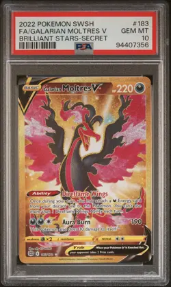 2022 POKEMON SWORD & SHIELD BRILLIANT STARS FULL ART/GALARIAN MOLTRES V PSA 10 - Image 1