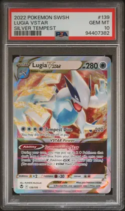 2022 POKEMON SWORD & SHIELD SILVER TEMPEST #139 LUGIA VSTAR PSA 10 - Image 1