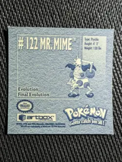 Mr. MIme #122 Pokemon 1999 Artbox Sticker NM - Image 2