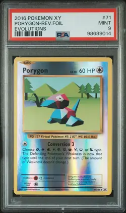 2016 POKEMON XY EVOLUTIONS #71 PORYGON-REVERSE FOIL PSA 9 - Image 1