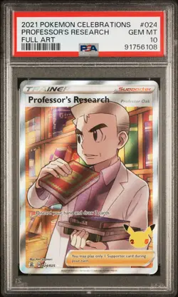 PSA 10 2021 Pokemon Celebrations #024 Professor's Research Full Art - Image 1
