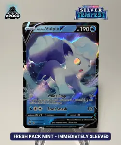 Alolan Vulpix V 033/195 Ultra Rare Pokemon TCG Silver Tempest MINT SHIPPED TODAY - Image 1