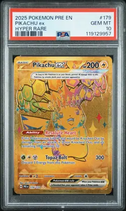 2025 POKEMON PRE EN-PRISMATIC EVOLUTIONS HYPER RARE #179 PIKACHU EX PSA 10 - Image 1