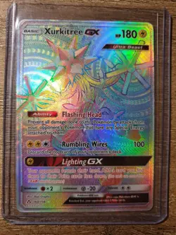 *RAINBOW* Xurkitree GX (Ultra Prism) 160/156 Secret Rare Pokemon TCG - Image 1
