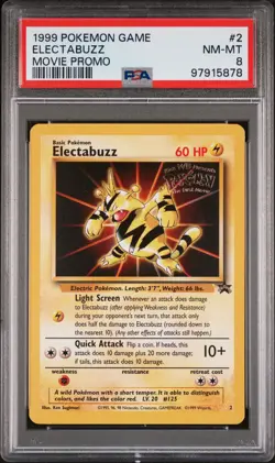 1999 POKEMON GAME MOVIE PROMO #2 ELECTABUZZ PSA 8 - Image 1
