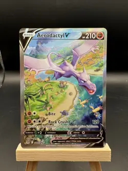 Pokemon TCG Aerodactyl v Sword & Shield Lost Origin Holo Ultra Rare Card 180/196 - Image 1
