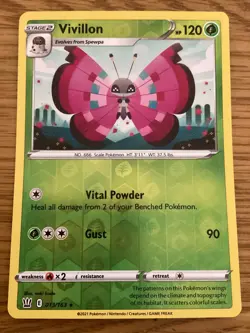 Vivillon Pokemon Card 013/163 Reverse Holo- Used-Sword & Shield-Battle Styles - Image 1