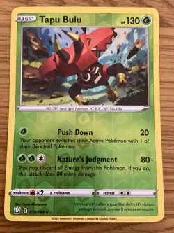 Tapu Bulu Pokemon Card 016/163 Reverse Holo- Used-Sword & Shield-Battle Styles - Image 1
