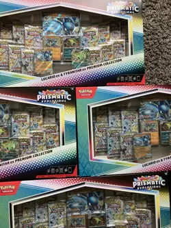 4x Pokemon Prismatic Evolutions Tyranitar EX & Lucario EX Premium Collection - Image 1