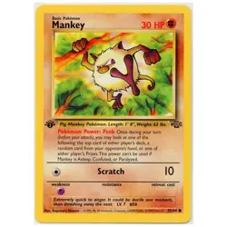 1999 Vintage Pokemon Mankey 1st Edition Jungle WOTC #55/64 LP - Image 1