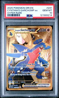 2025 POKEMON DRI EN-DESTINED RIVALS HYPER RARE #241 CYNTHIA'S GARCHOMP EX PSA 10 - Image 1