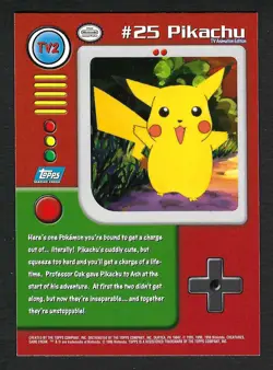 1999 Pokemon Topps - TV2 #25 Pikachu Foil - Series 1 Blue Label (smooth) - Image 3
