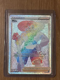 Pokemon TCG Milo 201/192 Rebel Clash Trainer Full Art Secret Rainbow Rare NM - Image 1