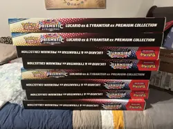8 x Pokemon Prismatic Evolutions Lucario EX and Tyranitar EX Premium Collection - Image 3
