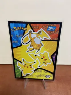 Pikachu & Raichu Topps Pokemon First Movie Sticker Card Pokemon TCG - Image 1